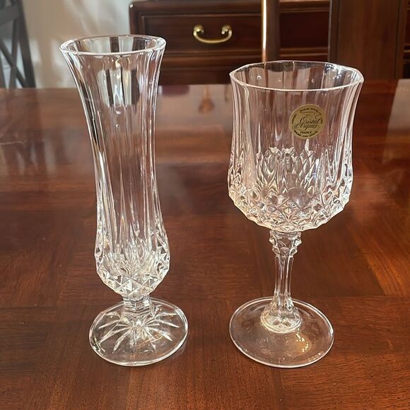 Cristal d'Arques Lead Crystal Footed Bud Flower Vase Vintage 8" Longchamp - Picture 6 of 7